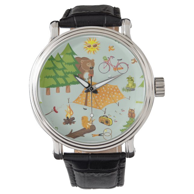 Camping Muster Armbanduhr (Vorderseite)