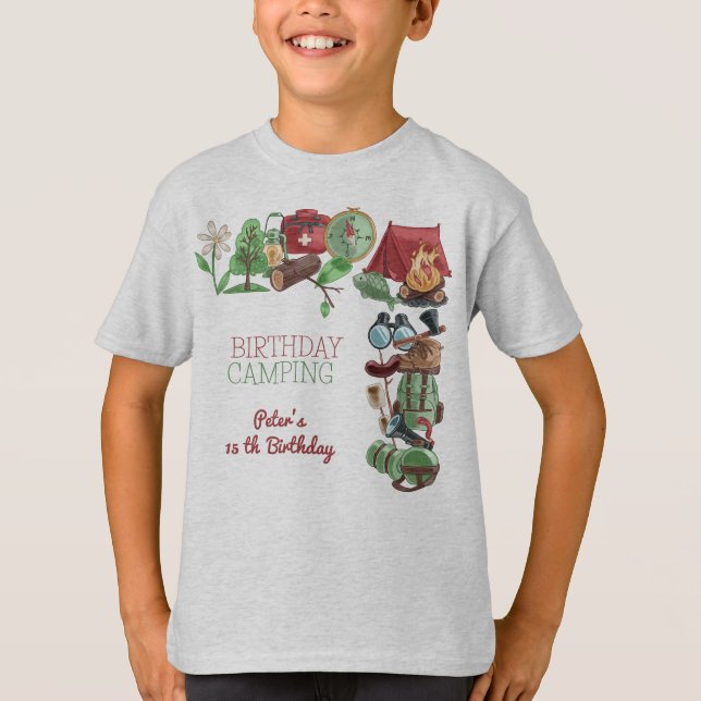 Camping Naturwandern zum Geburtstag für Kinder T-Shirt (Vorderseite)