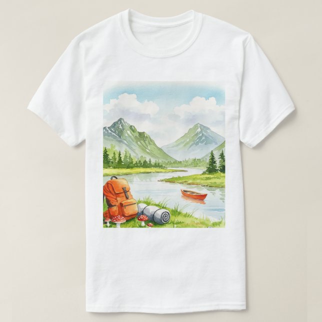 Camping near a river T-Shirt (Design vorne)