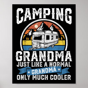 Camping-Oma Lustiger Camper RV Retro Outdoor-Frau Poster