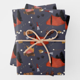 Camping Outdoor Adventure Sommerfeuer Geschenkpapier Set