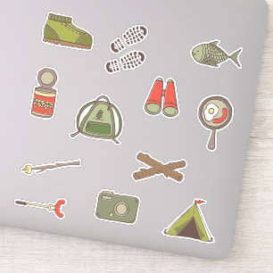 Camping Outdoor Adventures Kinder Illustrationen Aufkleber