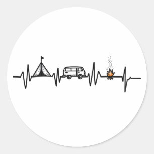 Camping Outdoor Heartbeat Naturschutz Wandern Runder Aufkleber