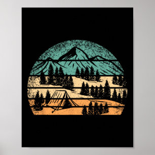 Camping-Outdoor-Kleidung Männer Frauen Kinder Retr Poster