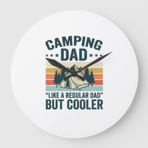 Camping Papa Vintage Retro Outdoor Vector Shirt De Große Wanduhr
