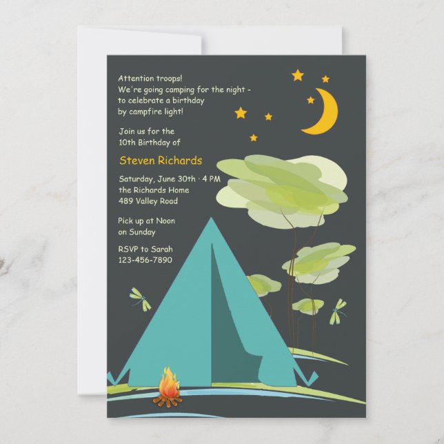 Camping par Night Invitation (Devant)