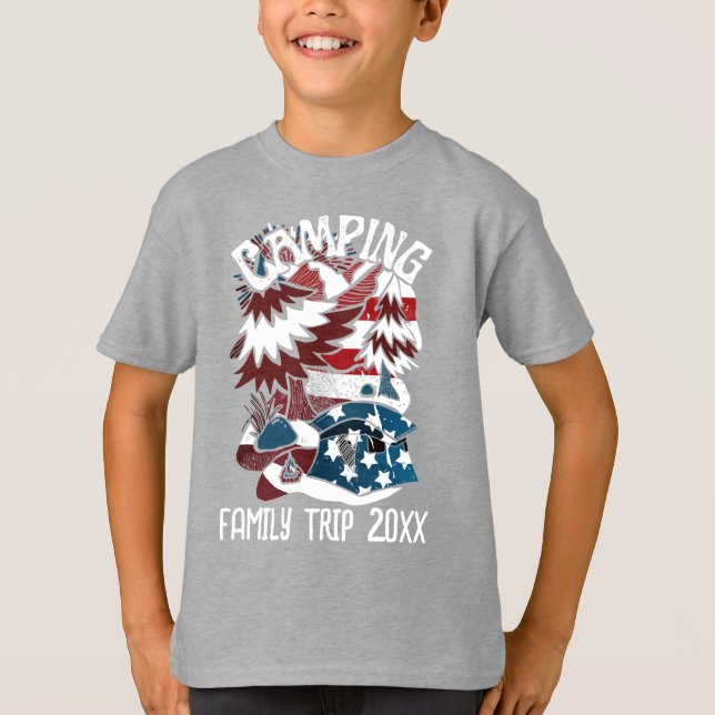 Camping Patriotic Famille Voyage Année T-shirt (Devant)