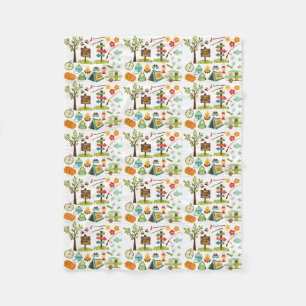 Camping Pattern Throw Blanket Fleecedecke