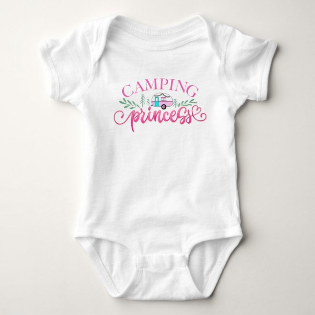 Camping Princess Pink Camper Adventure Baby Strampler (Vorderseite)