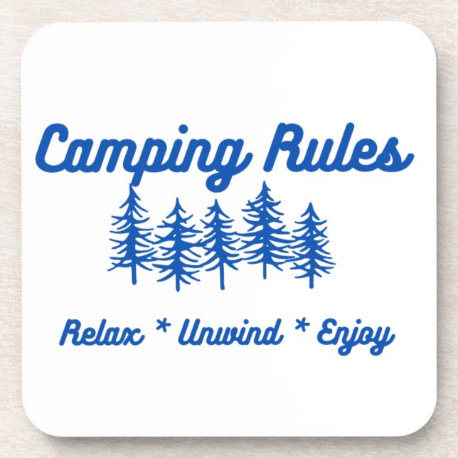 Camping Regeln - Entspannen, Entspannen, Geniessen Getränkeuntersetzer (Vorderseite)