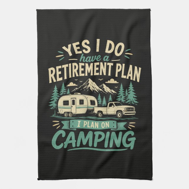 Camping-Rentnerplan Geschirrtuch (Vertikal)