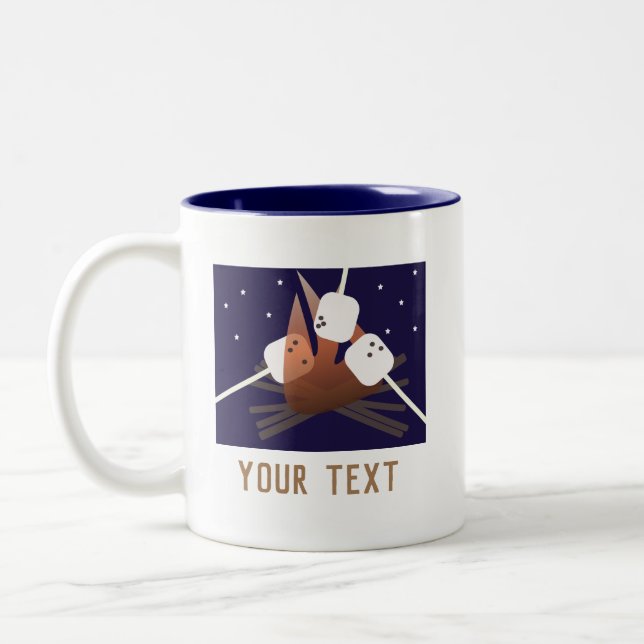 Camping Roasting Marshmallows Bonfire Zweifarbige Tasse (Links)