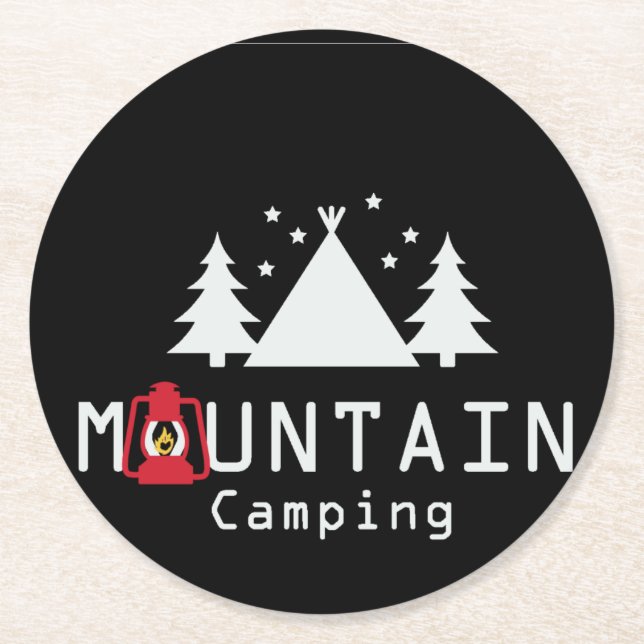 Camping Runder Pappuntersetzer (Vorderseite)