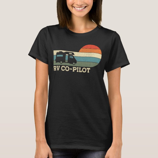 Camping Rv Co-Pilot Motorhome Campervan Retro T-Shirt (Vorderseite)