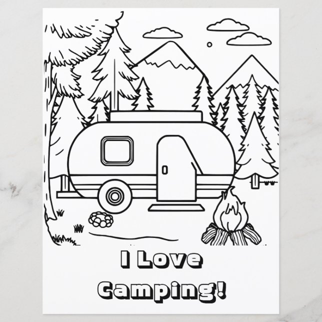 Camping RV et feu de camp | Page Couleur (Devant)