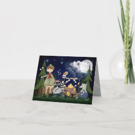 Camping Scout Boy mit Raccoon und Opossum Karte