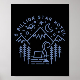 Camping Shirt 5 Billionen Sterne Hotel Line Wander Poster