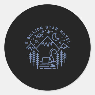 Camping Shirt 5 Billionen Sterne Hotel Line Wander Runder Aufkleber