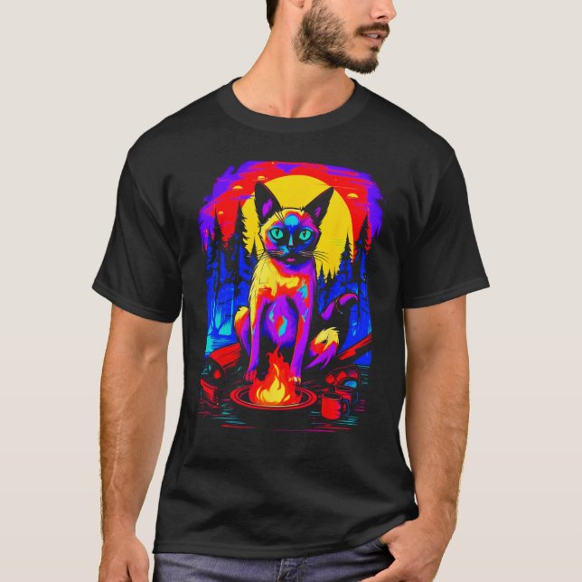 Camping Siamese Cat T-Shirt (Vorderseite)