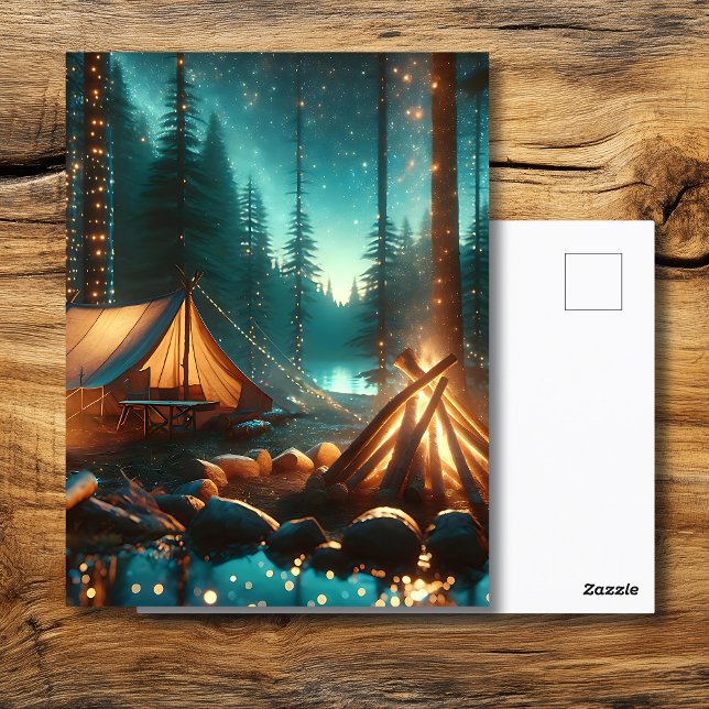 Camping-Site mit Hübschen Leuchten Postkarte (Von Creator hochgeladen)