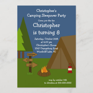 Camping Sleepover Boys zum Geburtstag Einladung