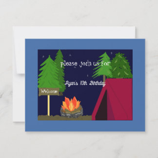 Camping Sleepover Geburtstagsparty Einladung