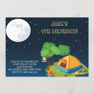 Camping Sleepover Geburtstagsparty Einladungen