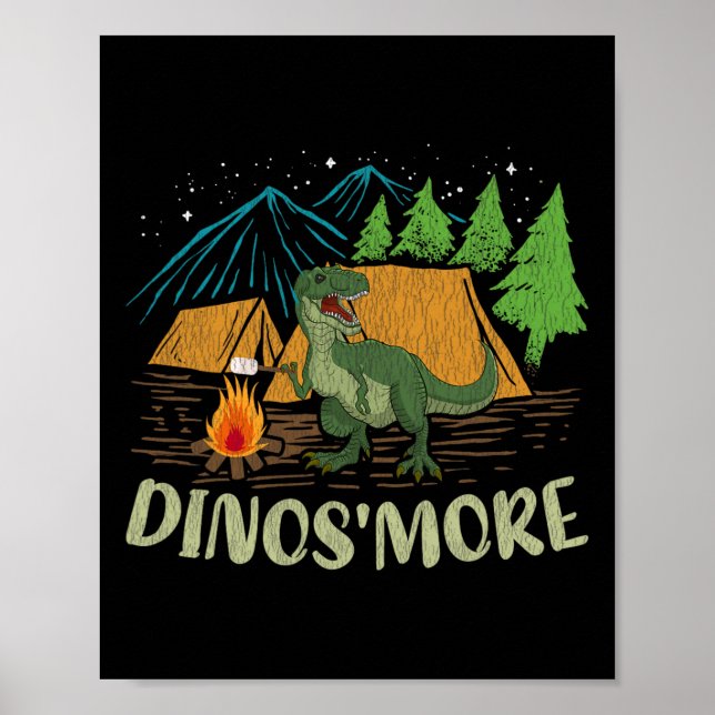 Camping S'more Dinosaur Liebhaber Lustiger Dinosau Poster (Vorne)