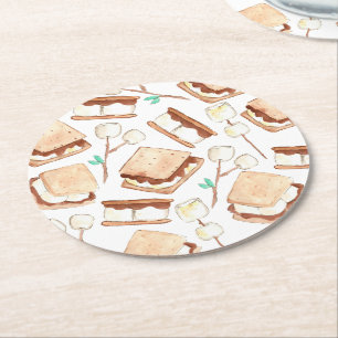 Camping smores Geburtstags-Party-Untersetzer Runder Pappuntersetzer