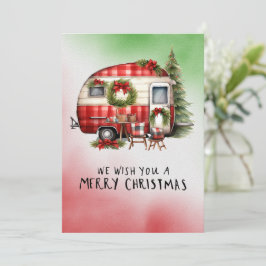 Camping Snowman Christmas Themed Feiertagskarte