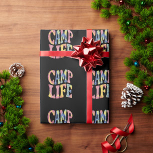 Camping Sommer Mädchen Camp Leben Tie-Die Retro  Geschenkpapier