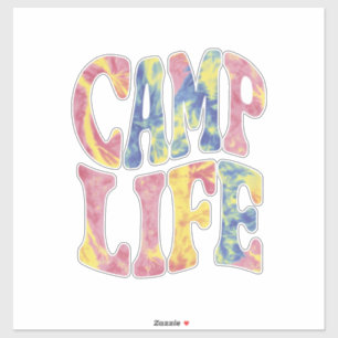 Camping Sommer Mädchen Camping Leben Tie-Dye Retro Aufkleber