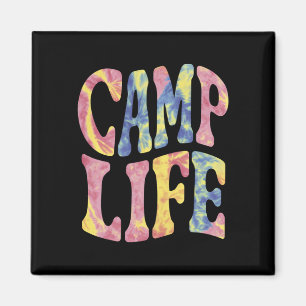 Camping Sommer Mädchen Camping Leben Tie-Dye Retro Magnet