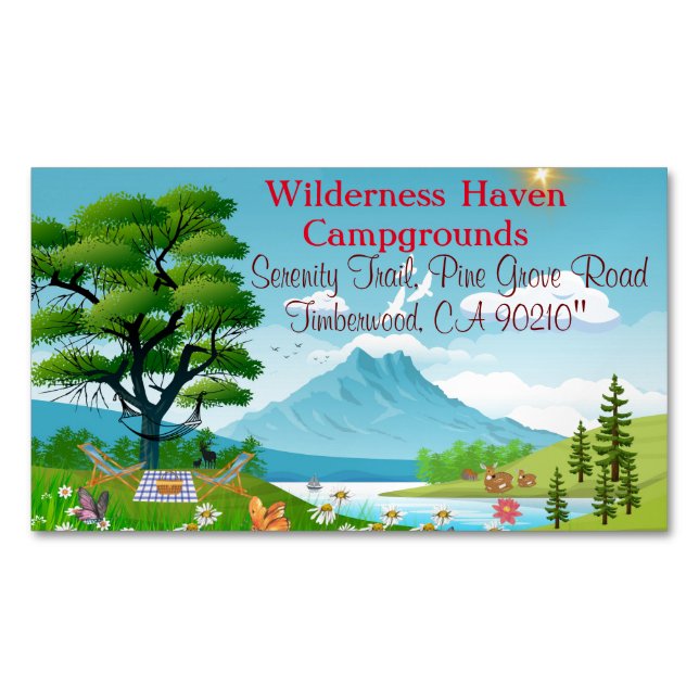 Camping Sommerabenteuer Natur Inspiriert Magnetische Visitenkarte (Vorderseite)