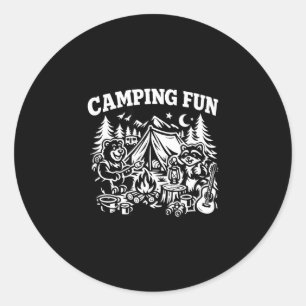 Camping-Spaß-Abenteuer-lustig-Lagerfeuer-Outdoor Runder Aufkleber