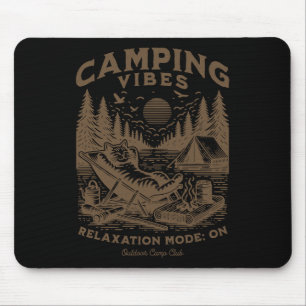 Camping Stimmung Lustige Katze Lagerfeuer Outdoor Mousepad