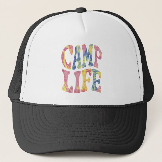 Camping Summer Girls Camp Krawatte Die Retro Truckerkappe (Vorderseite)