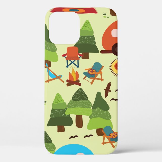 Camping-Szene - Wohnwagen, Camping-Stühle, Feuerpl Case-Mate iPhone Hülle (Rückseite)