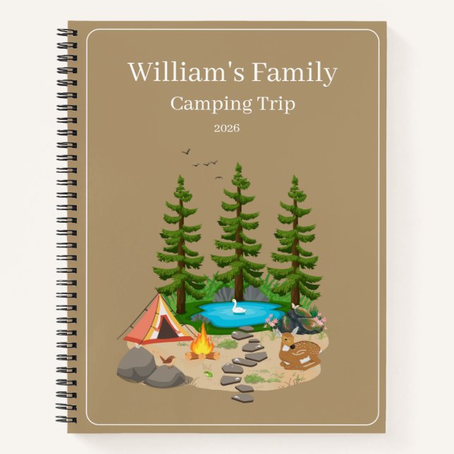 Camping-Tagebuch mit Camping-Illustration Notizbuch (Vorderseite)