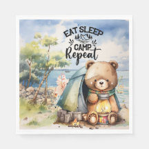 Camping Teddy Bär Camper essen Schlaf wiederholen