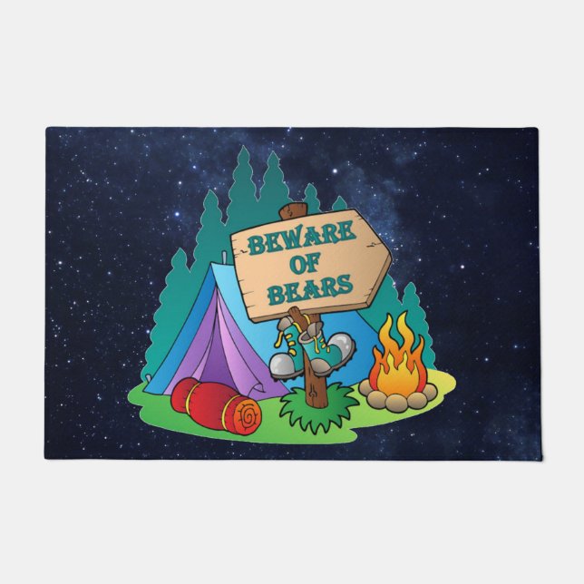 CAMPING TENT BEWARE BEARS DOORMAT FUßMATTE (Vorderseite)