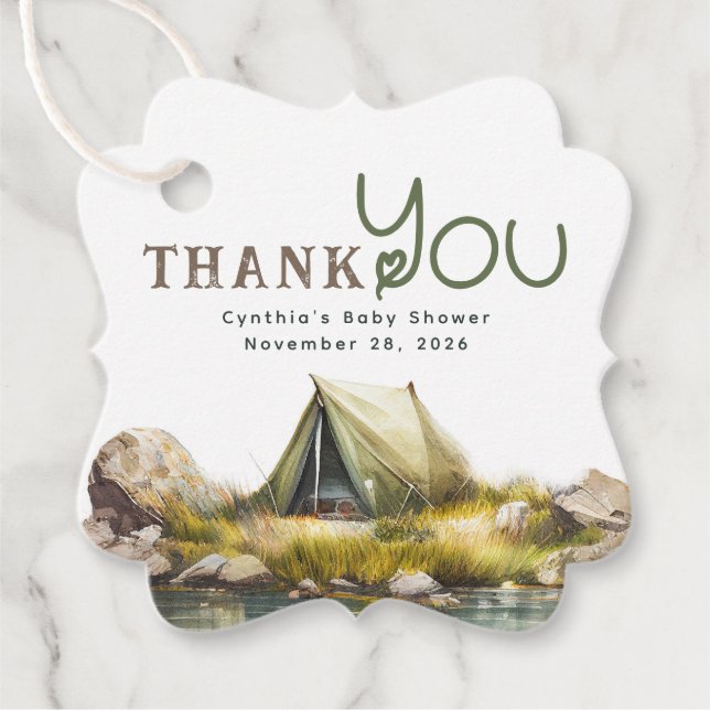 Camping Tent Wild Nature Scene Vielen Dank für Ihr Geschenkanhänger (Vorderseite)