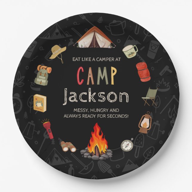 Camping Thema Geburtstagsparty Papier Platte Pappteller (Vorderseite)