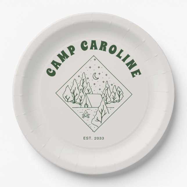 Camping Theme Junggeselinnen-Abschied Pappteller (Vorderseite)