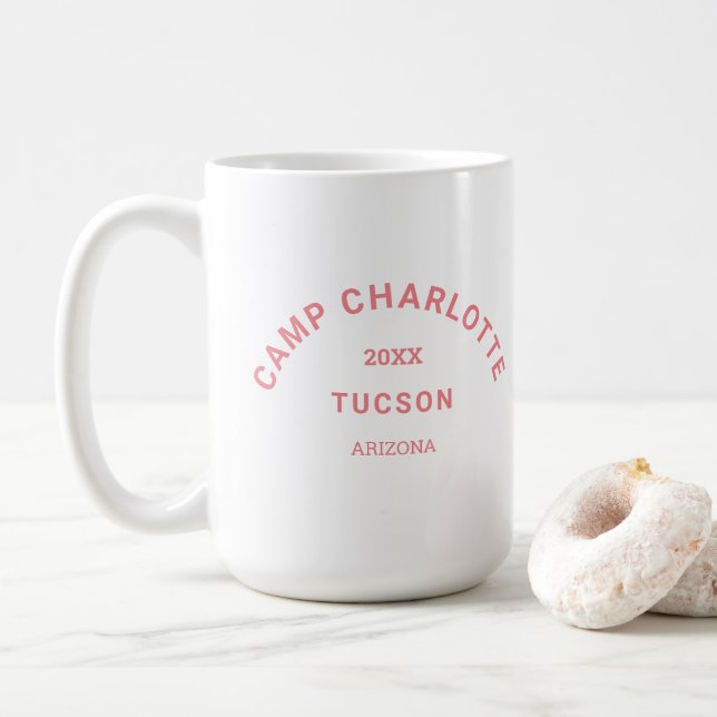 Camping Theme Pink Camp Wappen Bachelorette Kaffeetasse (Mit Donut)
