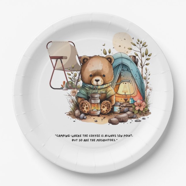 Camping themed Funny Sprichwort für Camper Pappteller (Vorderseite)