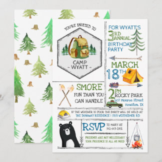 Camping Themed Party - Abzeichen & Icons Einladung