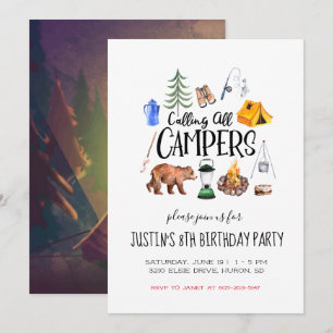 Camping Themed Party Einladung