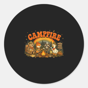 Camping-Tiere Lagerfeuer Camper Abenteuer Outdoor Runder Aufkleber