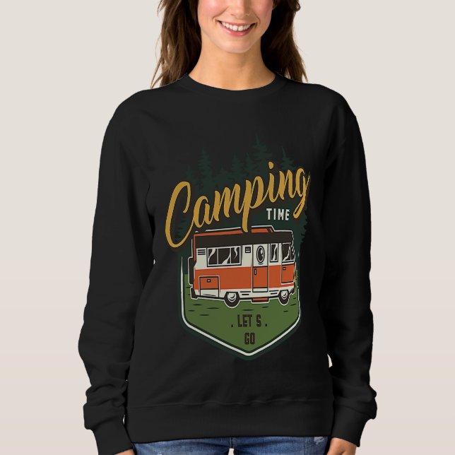 Camping Time Let's Go Forest Green Car Summer Sweatshirt (Vorderseite)